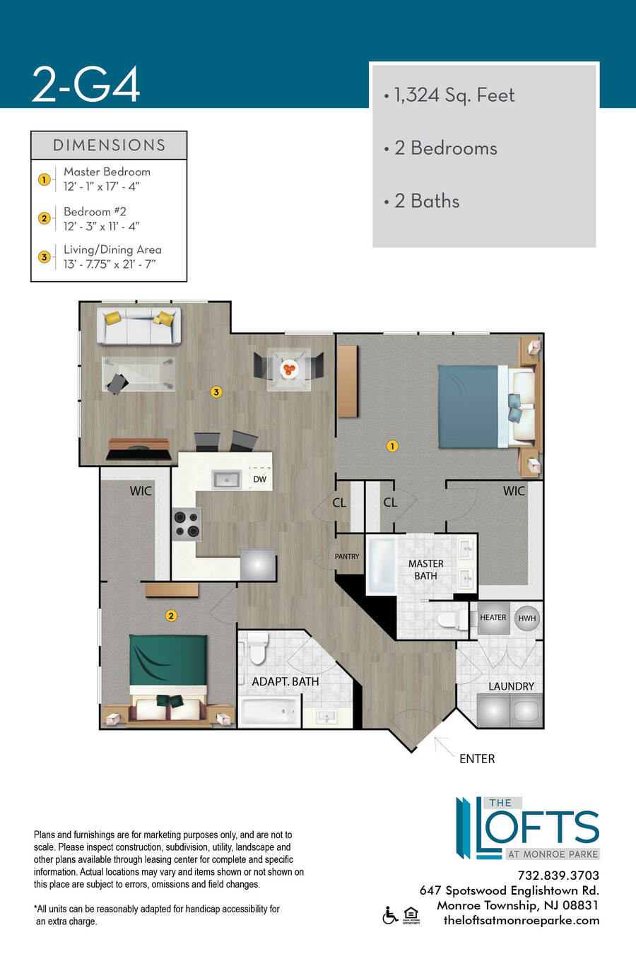 The Lofts at Monroe Park Apartment Floor Plan 2G4